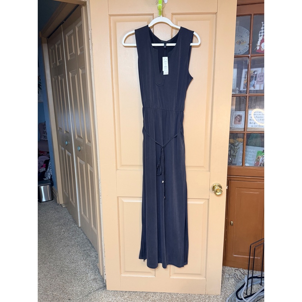 White House Black Market Sandwash SL Maxi Dress Washed Black NWT M - Picture 1 of 3